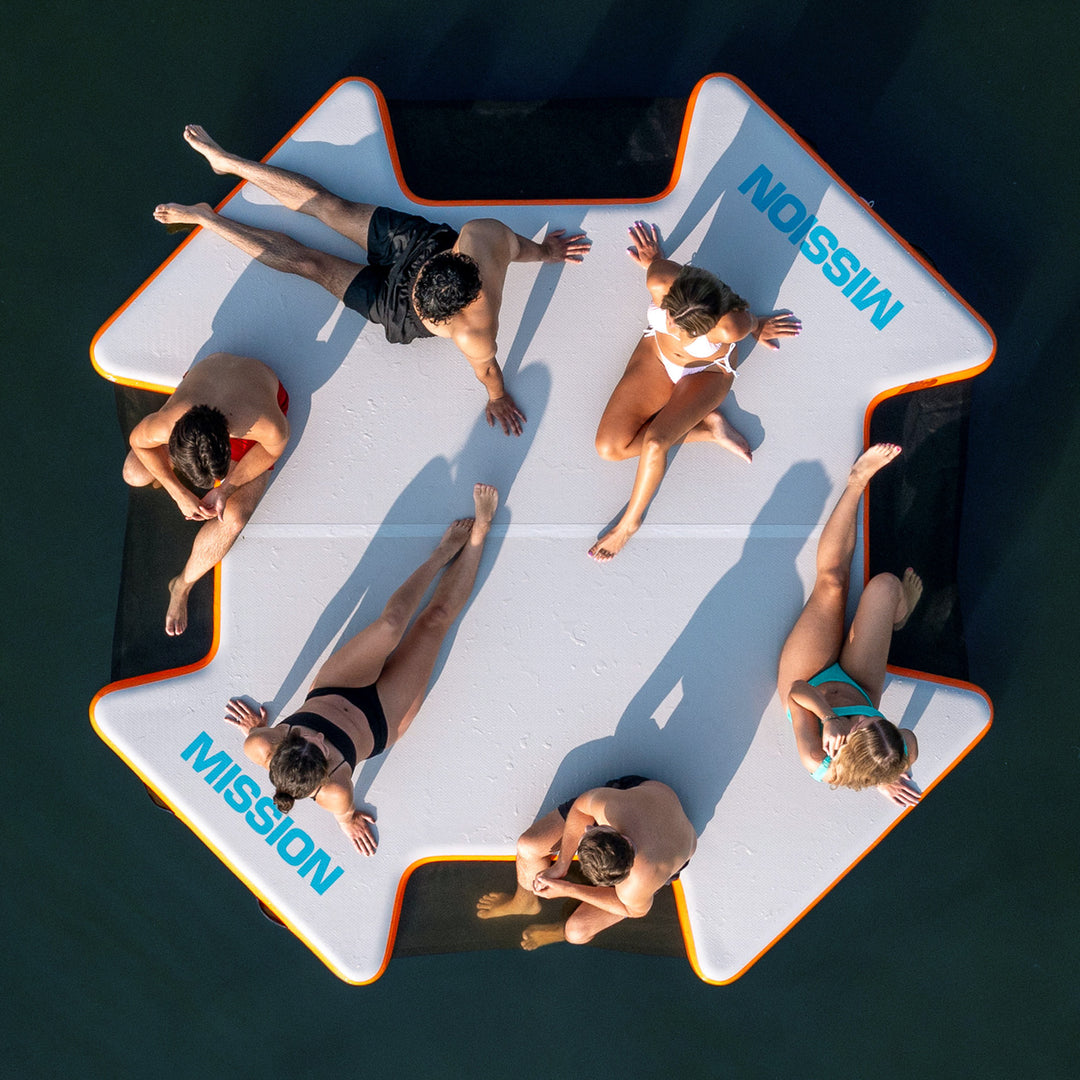 REEF PLAY | Large Inflatable Water Mat | Easy-Up Mesh on Every Side