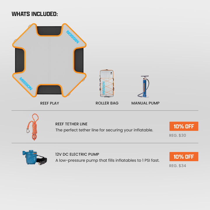 REEF PLAY | Large Inflatable Water Mat | Easy-Up Mesh on Every Side