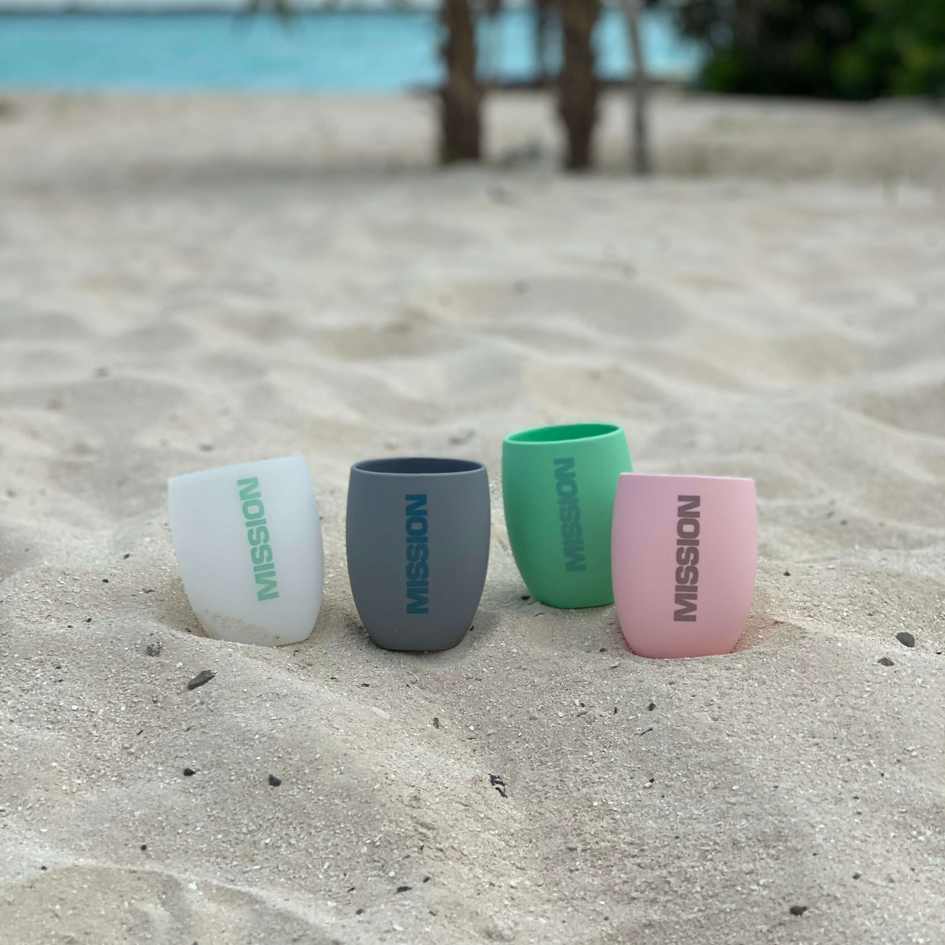 silicone wine tumblers on beach