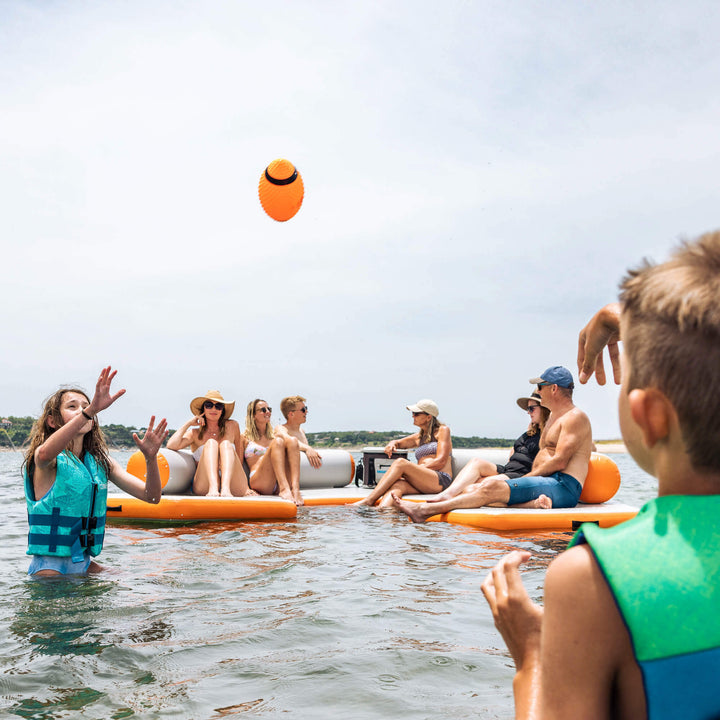 lake view of people on reef lounge