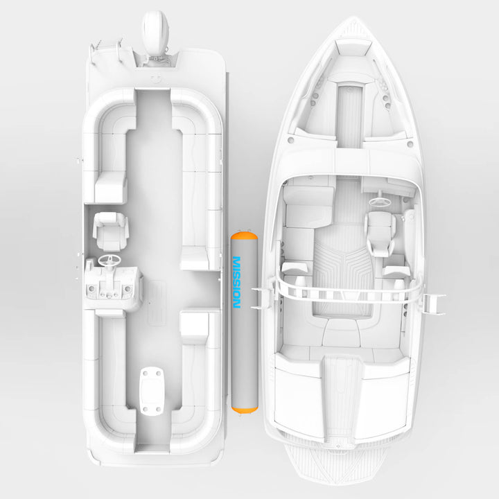 mockup of titan fender between boats