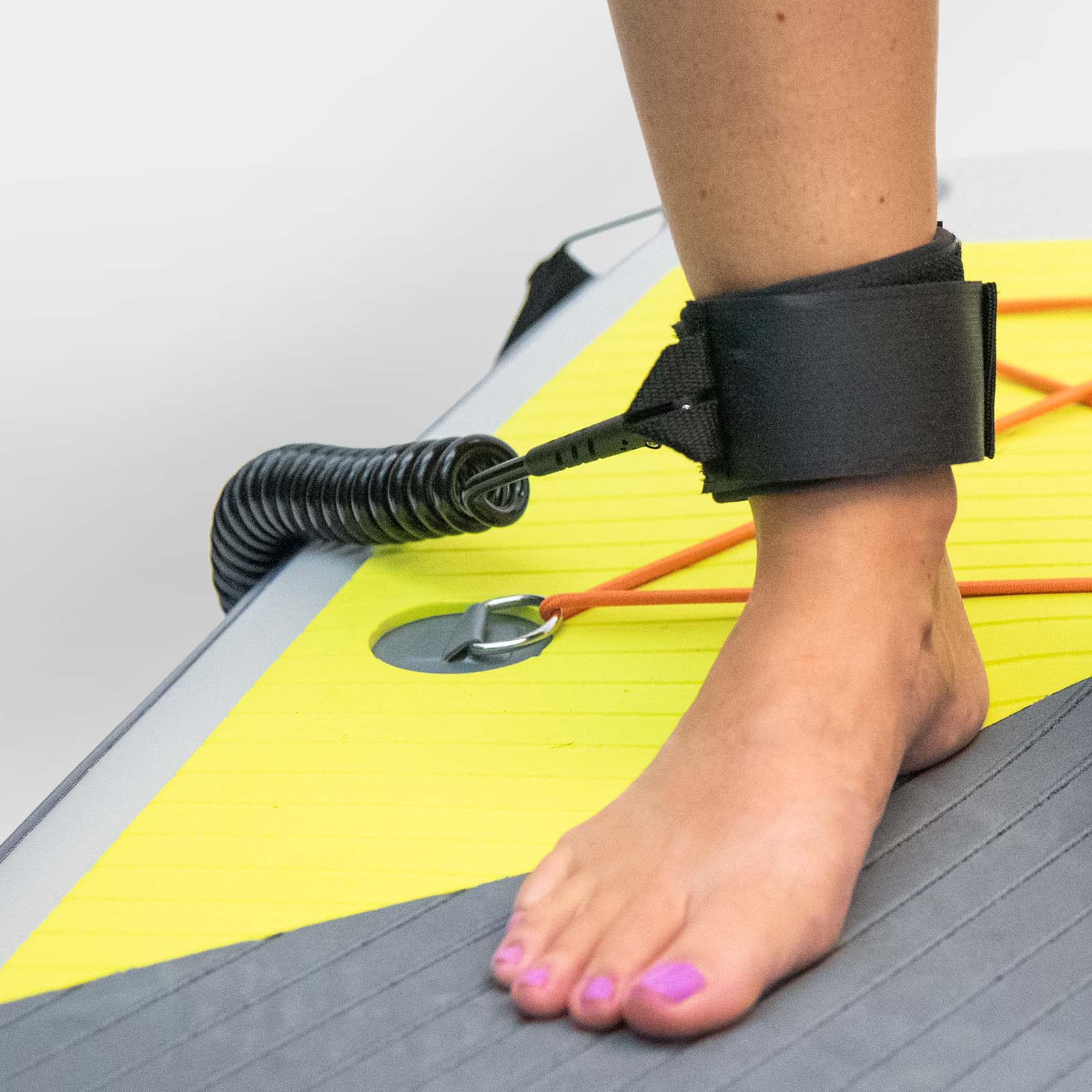 coil isup leash on persons ankle