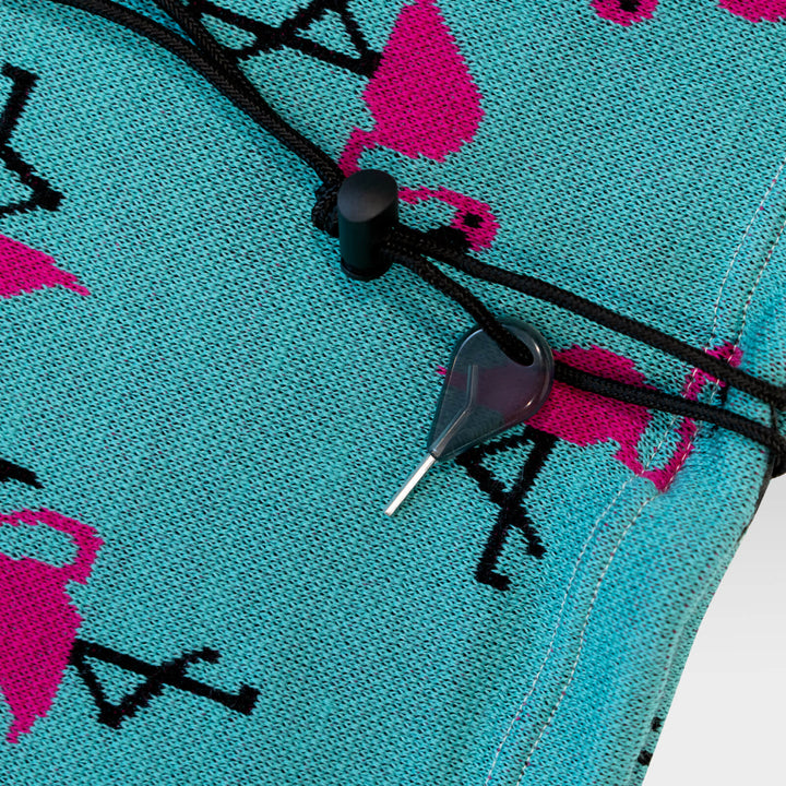 close up of flamingo board sock