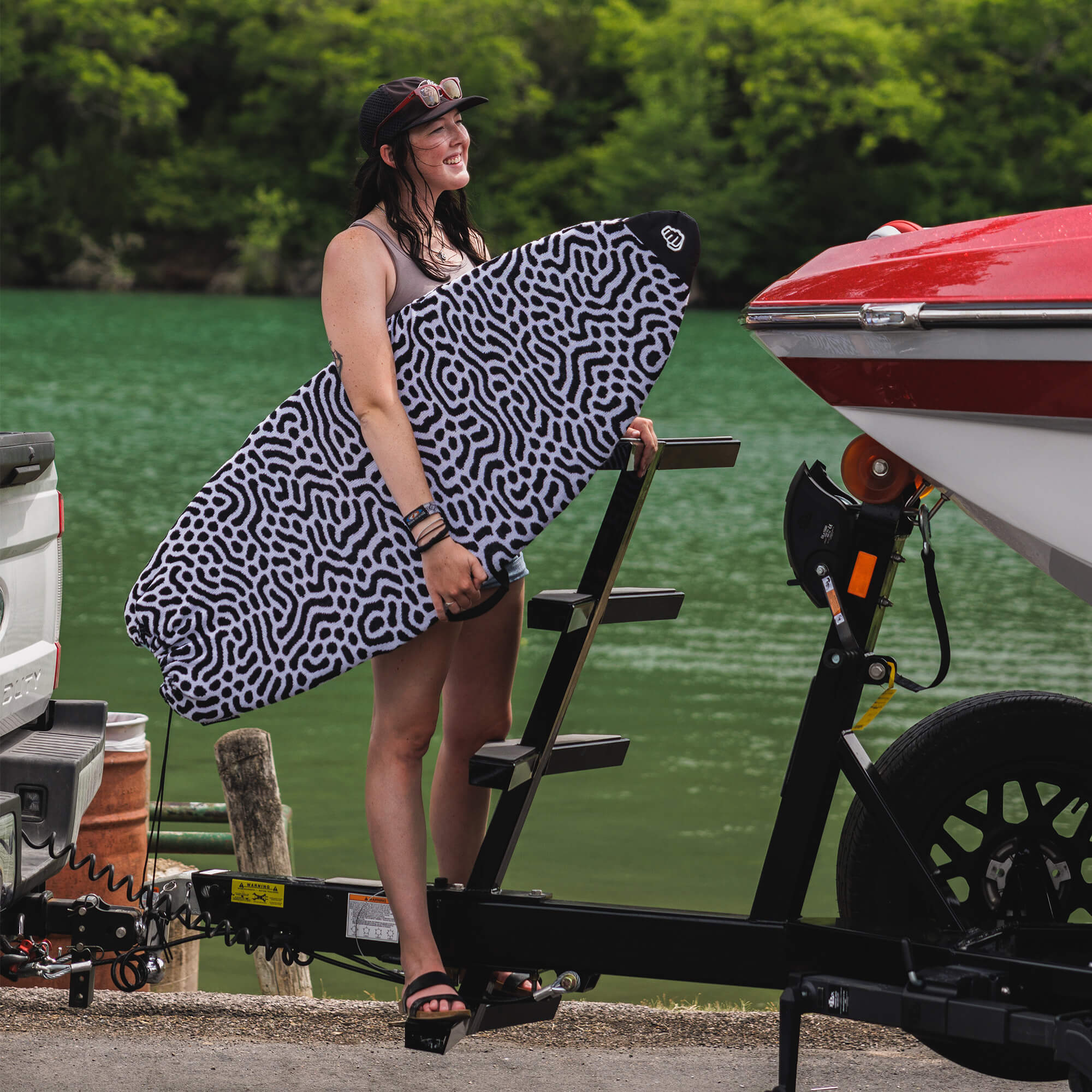 woman holding board with memphis boardsock