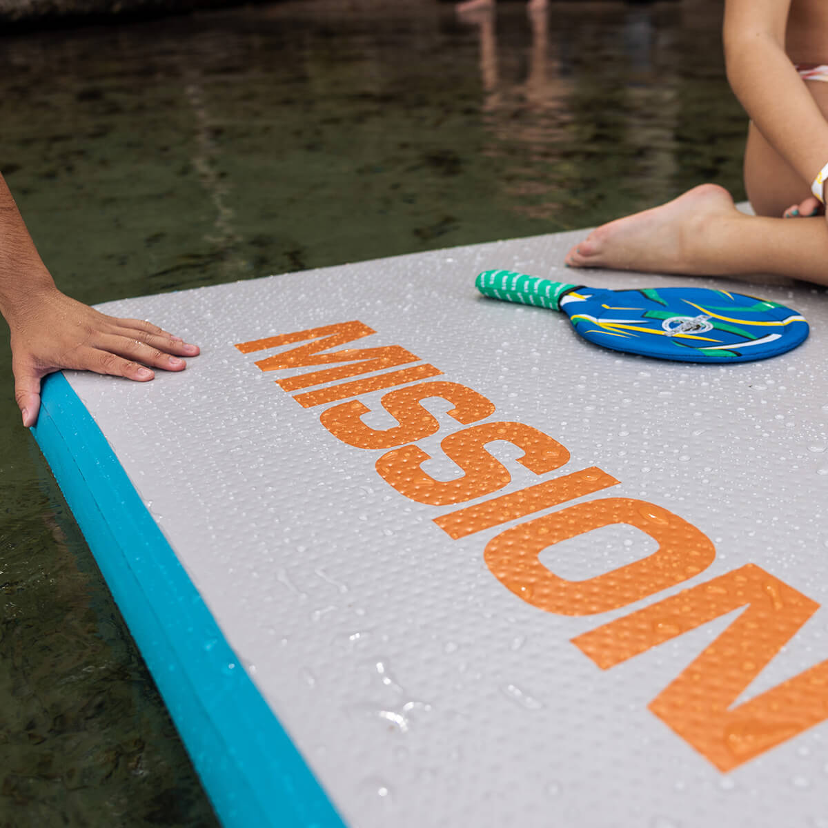 close up of mission logo on reef lite mat