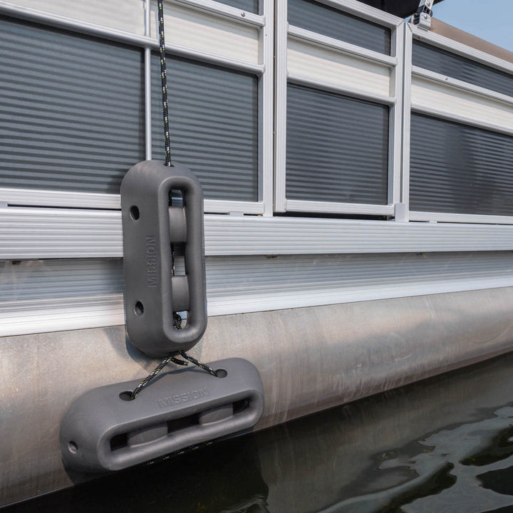 icon boat fender on pontoon