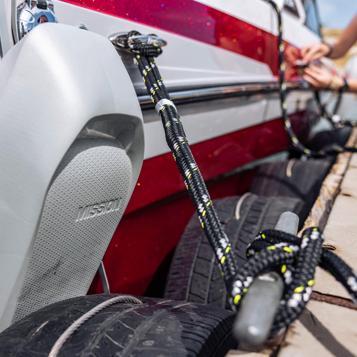 dock lines in use on boat
